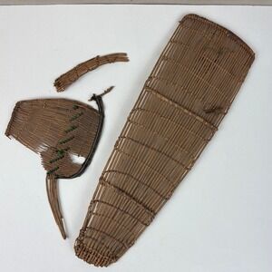 Antique Native American Infant Cradleboard Woven Frame and Damaged Canopy Paiute